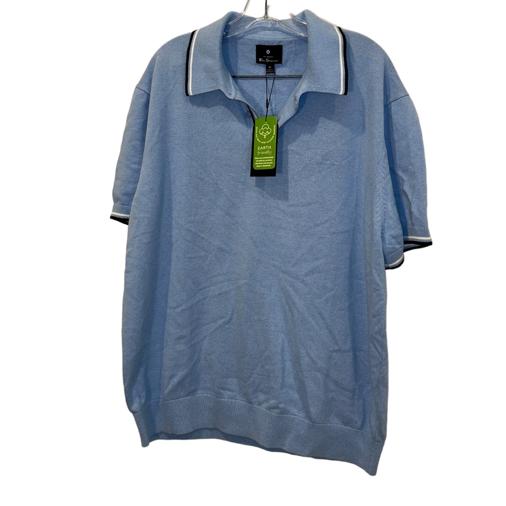 Ben Sherman NEW NWT light blue polo neck Golf Sweater XL